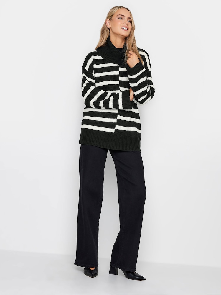 Long Tall Sally Black Mono Cut About Stripe Jumper - Image 2 of 4