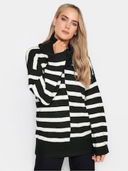 Long Tall Sally Black Mono Cut About Stripe Jumper - Image 4 of 4