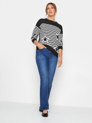 Long Tall Sally Black Mono Star Stripe Jumper - Image 2 of 4