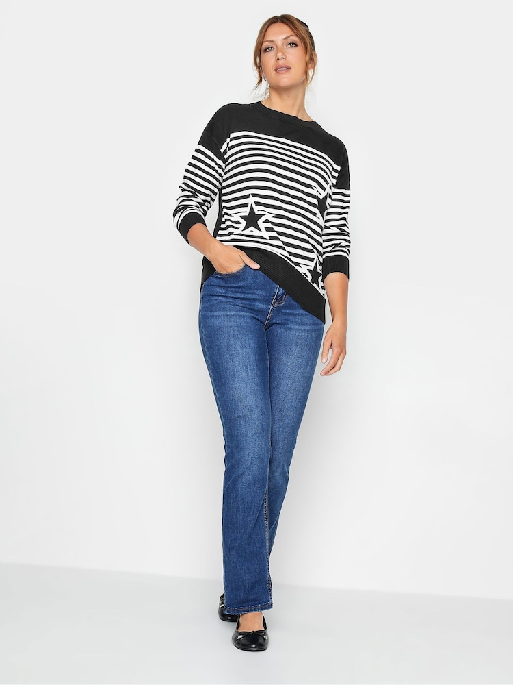 Long Tall Sally Black Mono Star Stripe Jumper - Image 2 of 4 Long Tall Sally Black Mono Star Stripe Jumper - Image 2 of 4