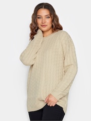 Long Tall Sally Natural Cable Funnel Neck Jumper - Image 1 of 4