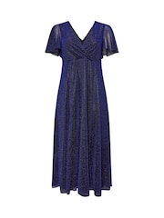 Yours Curve Blue London Metallic Wrap Maxi Dress - Image 5 of 5