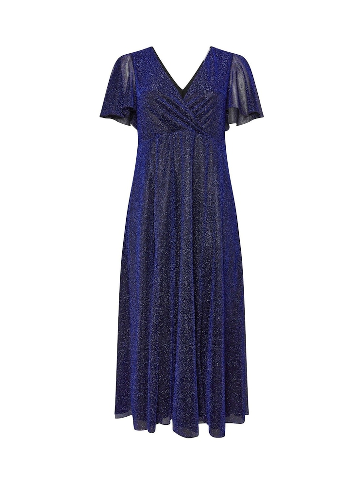 Yours Curve Blue London Metallic Wrap Maxi Dress - Image 5 of 5