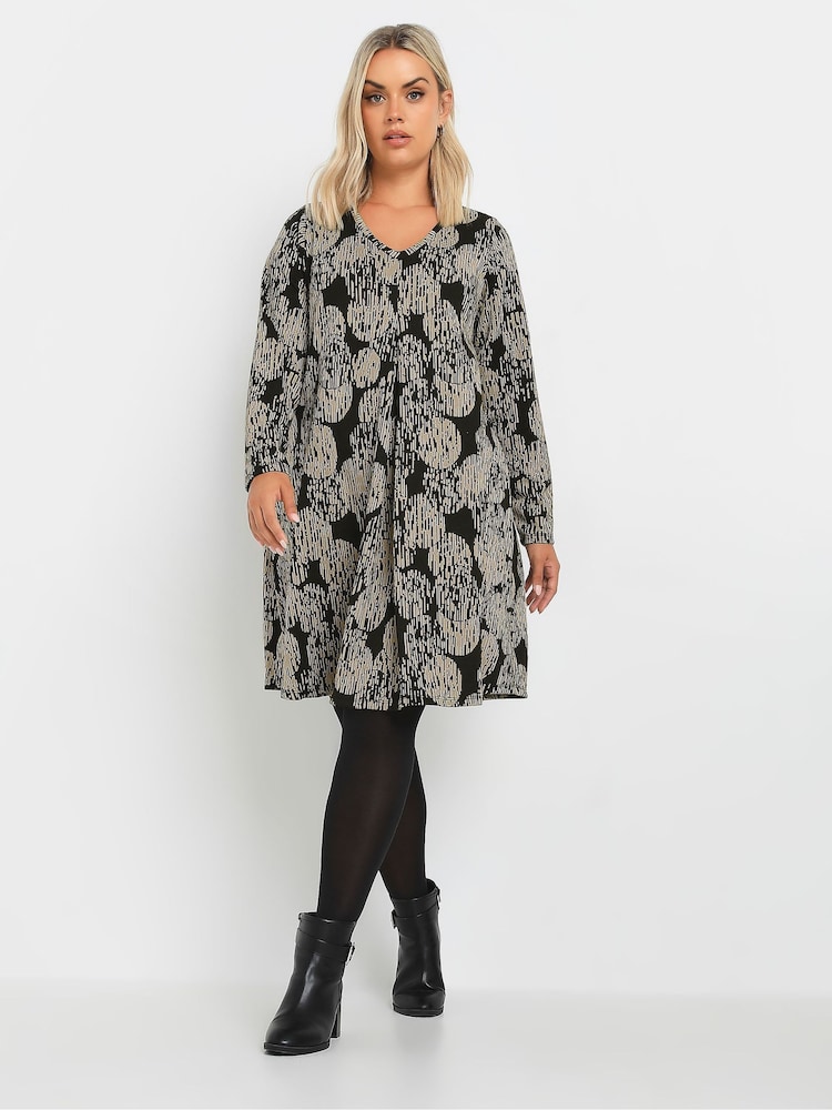 Yours Curve Black Print Dress - Image 2 of 5