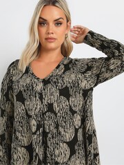 Yours Curve Black Print Dress - Image 4 of 5