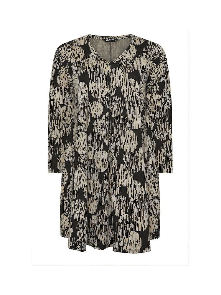 Yours Curve Black Print Dress - Image 5 of 5