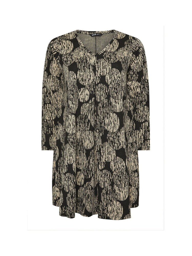 Yours Curve Black Print Dress - Image 5 of 5 Yours Curve Black Print Dress - Image 5 of 5