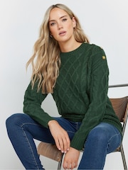 Long Tall Sally Green Button Cable Jumper - Image 1 of 5