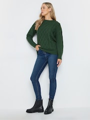 Long Tall Sally Green Button Cable Jumper - Image 2 of 5