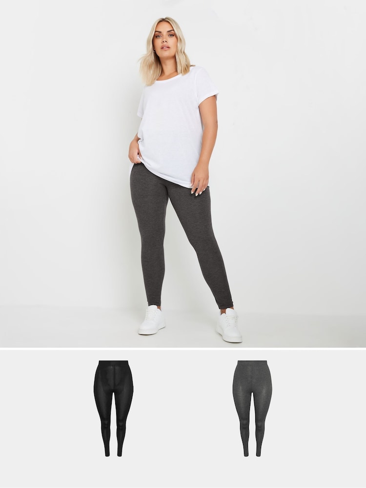 Yours Curve Grey Leggings 2 Pack - Image 1 of 8