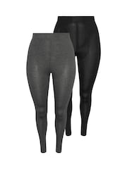 Yours Curve Grey Leggings 2 Pack - Image 6 of 8