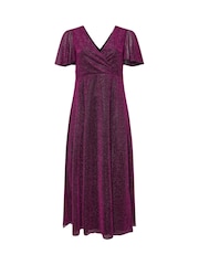 Yours Curve Pink London Metallic Wrap Maxi Dress - Image 5 of 5