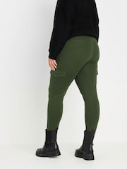 Yours Curve Green Cargo Pocket Ponte Leggings - Image 3 of 5