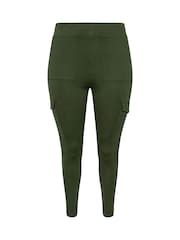 Yours Curve Green Cargo Pocket Ponte Leggings - Image 5 of 5