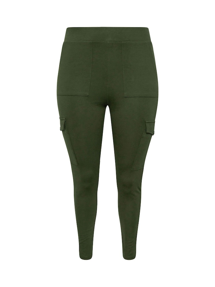 Yours Curve Green Cargo Pocket Ponte Leggings - Image 5 of 5