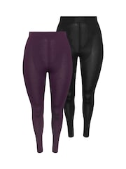 Yours Curve Black Leggings 2 Pack - Image 6 of 8