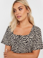 Yours Curve Natural Leopard Printed T-Shirt - Image 4 of 5