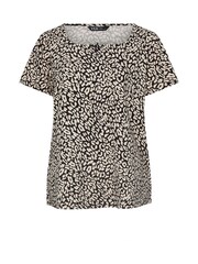 Yours Curve Natural Leopard Printed T-Shirt - Image 5 of 5