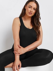 Yours Curve Black Pointelle Thermal Vest - Image 1 of 5