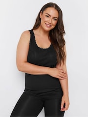 Yours Curve Black Pointelle Thermal Vest - Image 4 of 5