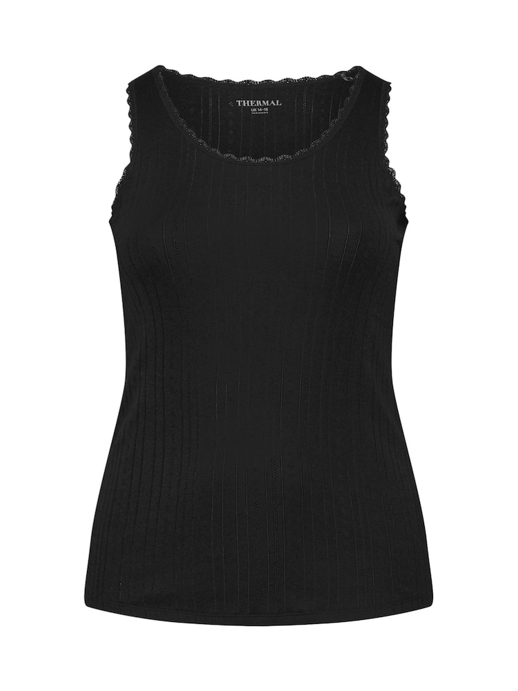 Yours Curve Black Pointelle Thermal Vest - Image 5 of 5