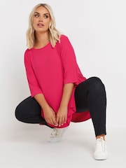 Yours Curve Pink Ribbed T-Shirt - Image 1 of 5