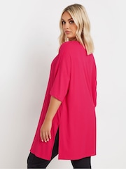 Yours Curve Pink Ribbed T-Shirt - Image 3 of 5