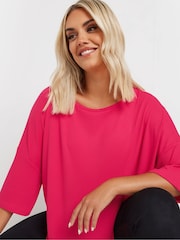 Yours Curve Pink Ribbed T-Shirt - Image 4 of 5
