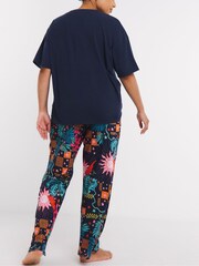 Simply Be Navy Slogan Pyjamas Set - Image 2 of 4