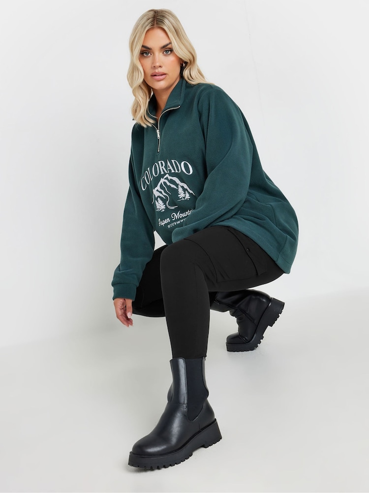 Yours Curve Black Cargo Pocket Ponte Leggings - Image 4 of 5