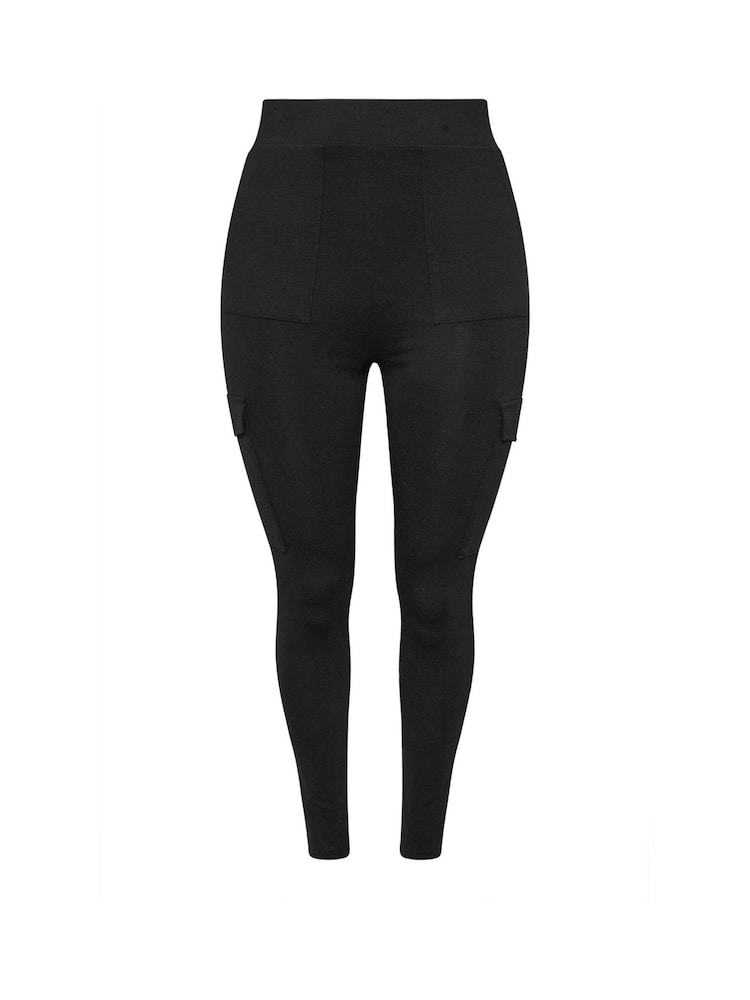 Yours Curve Black Cargo Pocket Ponte Leggings - Image 5 of 5