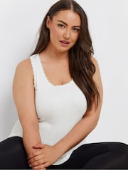Yours Curve White Pointelle Thermal Vest - Image 4 of 5