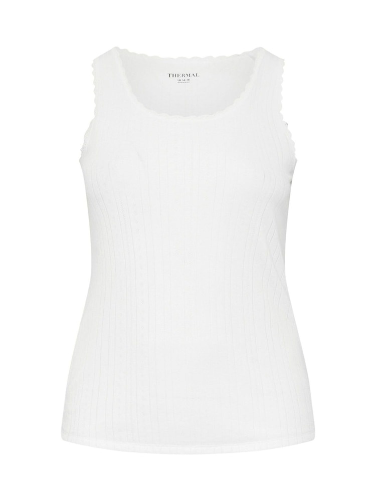 Yours Curve White Pointelle Thermal Vest - Image 5 of 5