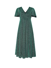 Grün - Yours Curve London – Maxi-Wickelkleid in Metallic-Optik - Bild 5 von 5