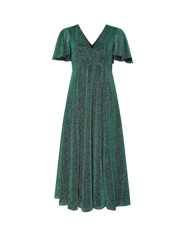 Grün - Yours Curve London – Maxi-Wickelkleid in Metallic-Optik - Bild 5 von 5 Grün - Yours Curve London – Maxi-Wickelkleid in Metallic-Optik - Bild 5 von 5