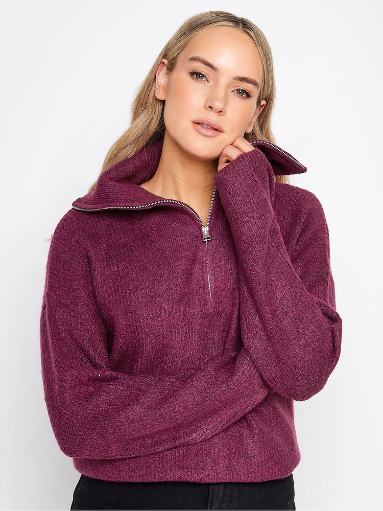 Long Tall Sally Purple Front Funnel Neck Jumper - Image 1 of 4