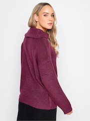 Long Tall Sally Purple Front Funnel Neck Jumper - Image 3 of 4