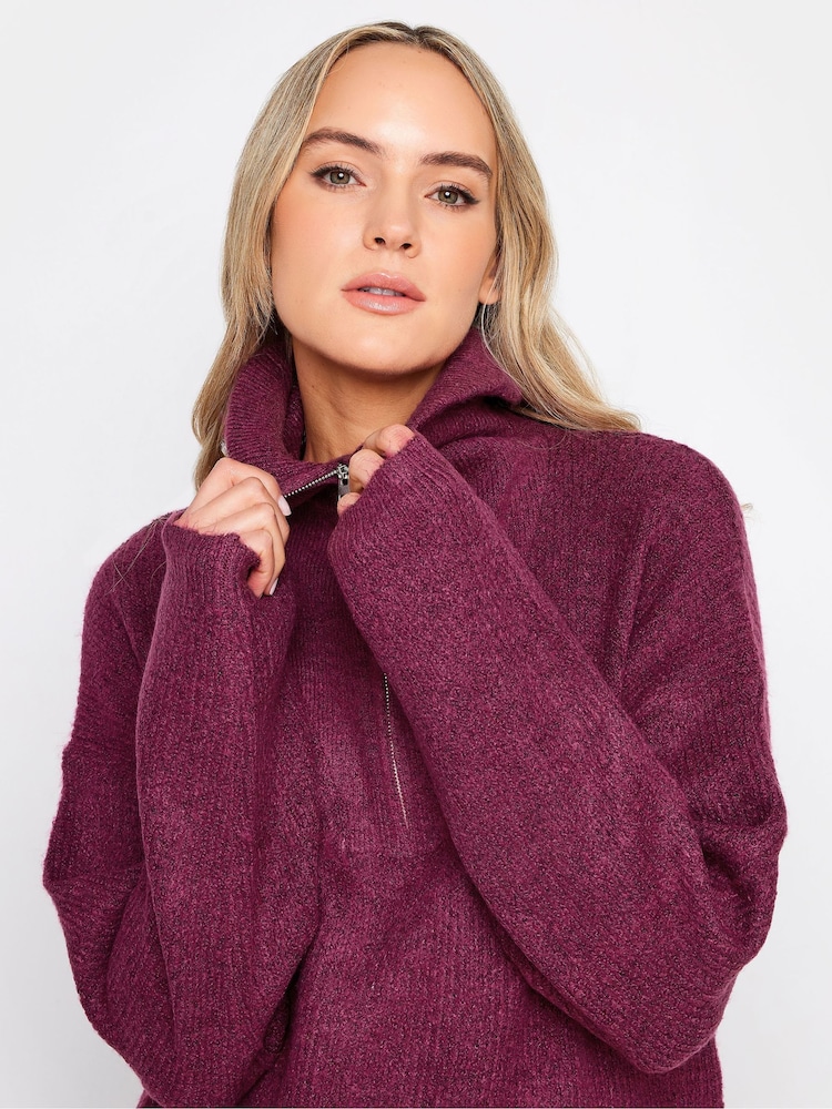 Long Tall Sally Purple Front Funnel Neck Jumper - Image 4 of 4