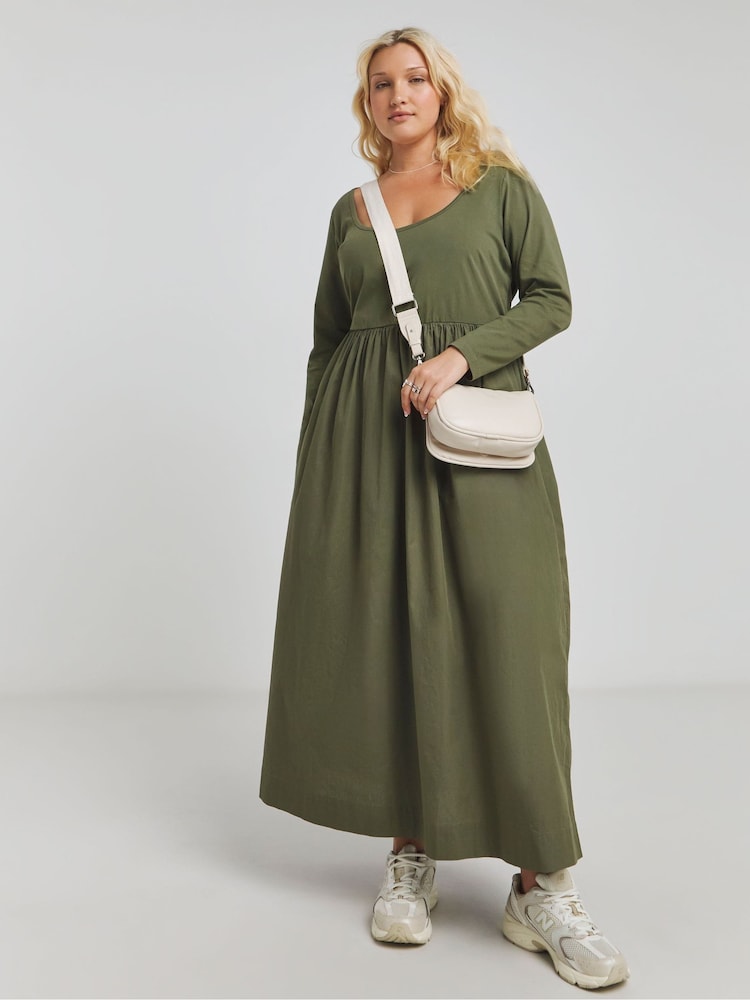 Simply Be Green Midaxi Jersey Dance Dress - Image 1 of 4