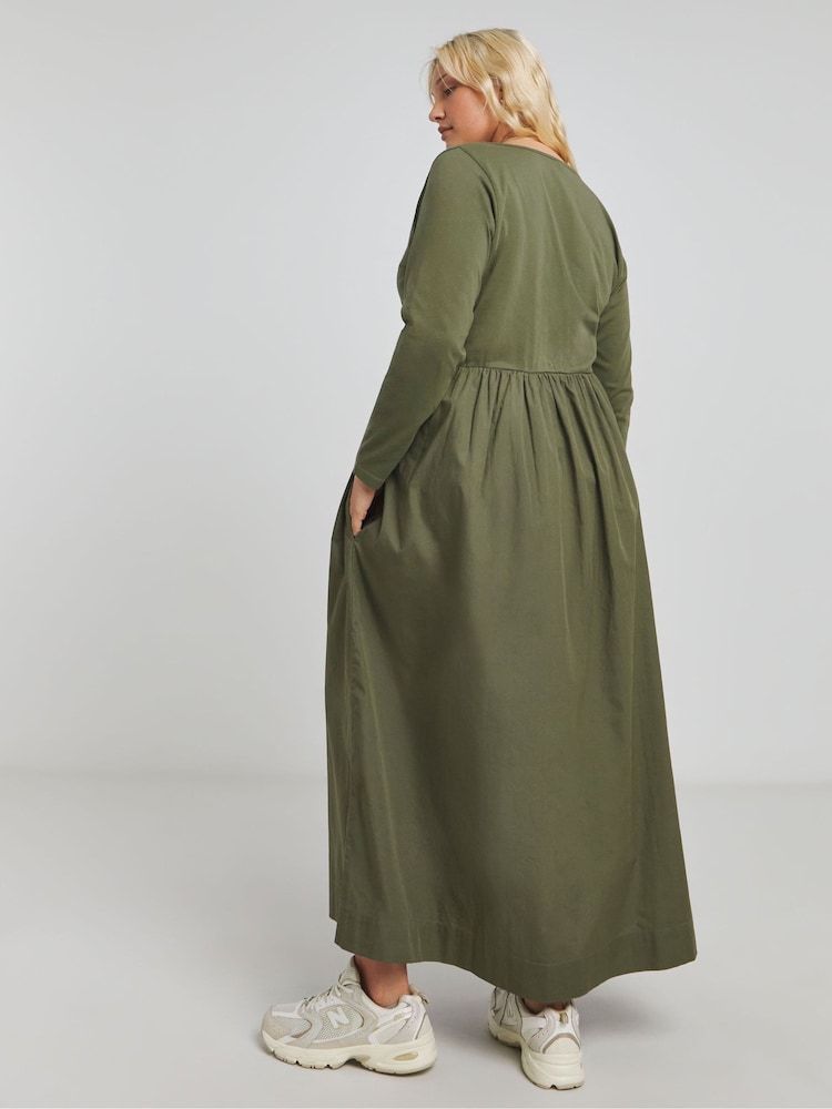Simply Be Green Midaxi Jersey Dance Dress - Image 2 of 4