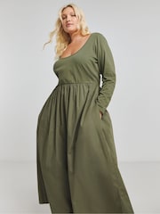 Simply Be Green Midaxi Jersey Dance Dress - Image 3 of 4