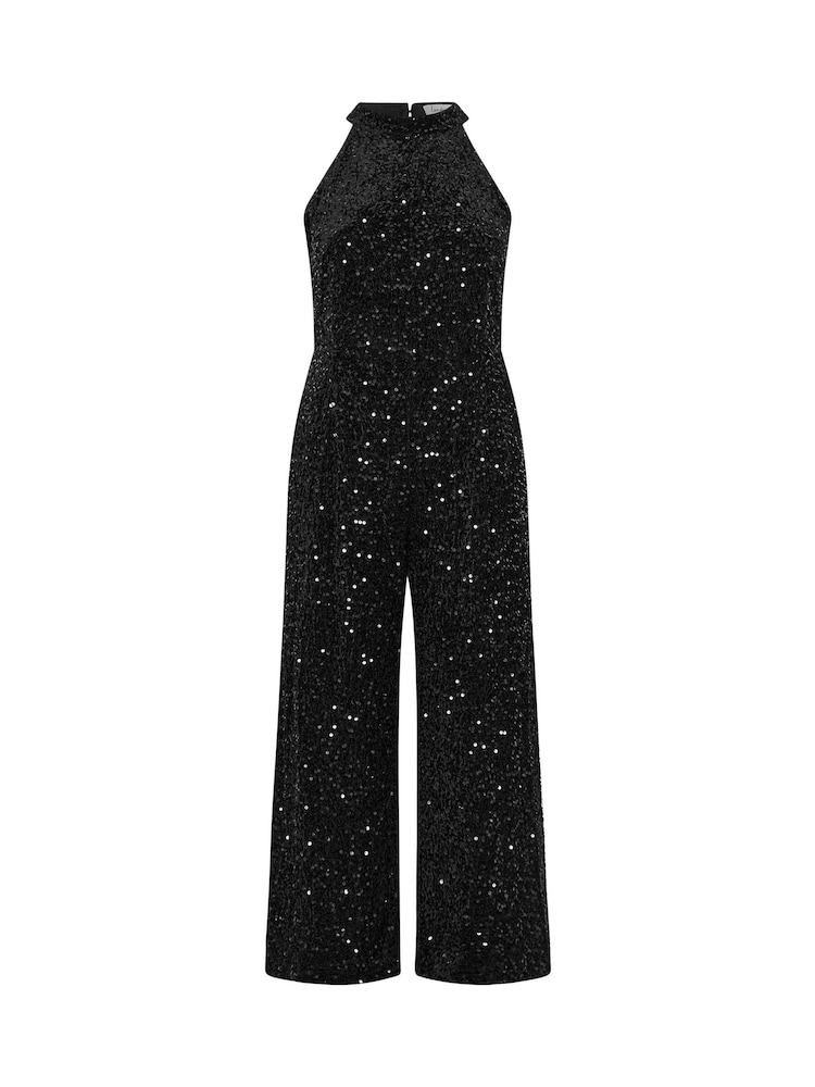 Yours Curve Black Sequin Velvet Jumpsuit - Image 6 of 6