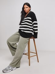 Simply Be Black Zip Neck Knitted Longline Jumper - Image 3 of 4
