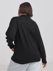 Simply Be Black Collar Zip Through Cardigan - Image 2 of 4