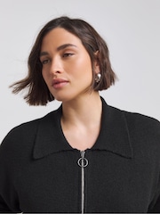 Simply Be Black Collar Zip Through Cardigan - Image 4 of 4