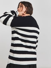 Simply Be Black Waffle Stripe Jumper - Image 2 of 4
