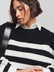 Simply Be Black Waffle Stripe Jumper - Image 4 of 4