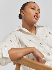 Simply Be Cream Embellished Jumper - Image 4 of 4