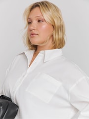 Simply Be White Oversized 100% Cotton Poplin Shirt - Image 4 of 4