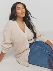Simply Be Natural Boyfriend Waffle Cardigan - Image 1 of 4